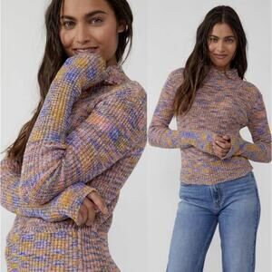 Women's Sz S Free People Blair Spacedye Pullover Sweater Candy Combo Rainbow NWT